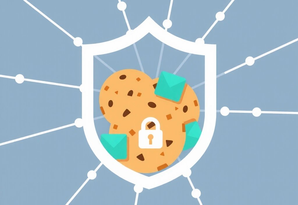 Ilustrație cu cookie-uri digitale și securitate datelor