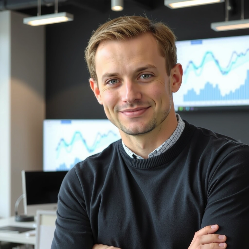 Portret profesional al unui specialist SEO zâmbitor