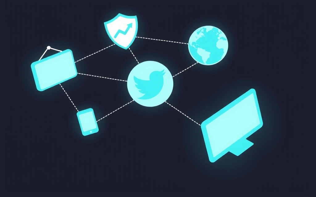 Ilustrație de conexiuni web între diverse site-uri, reprezentând legături externe